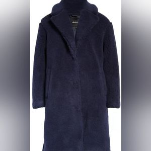 Madewell Long Teddy Coat XXS NAVY BLUE